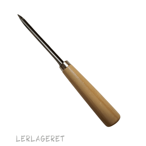 Huljern med et godt træskaft. Fra Lerlageret.com
Laver et perfekt rundt hul, i vådt og læderhårdt ler.
Ø17, Ø11, Ø7 og Ø6 Ca. 20 cm lang.